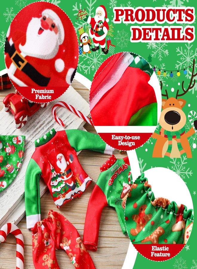 Newcotte 8 Pieces Christmas Accessories Clothes Doll Costume Santa Gingerbread Snowflake Christmas Tree Doll Clothes Holiday Outfits for Christmas Party Decorations(Santa) - Image 3